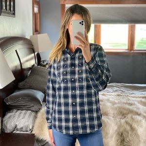 Christmas Button-Down Long Sleeve Blouse Top, Large